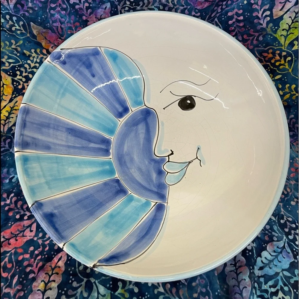 La Musa Italian Pottery Hand painted Sun and Moon celestial Pasta bowl
